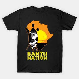 Bantu Nation Africa Zulu Shield Safari African Sunset T-Shirt